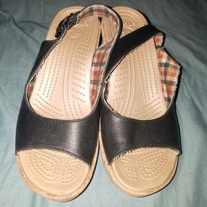 Croc Cork Wedges Black size 6 Worn